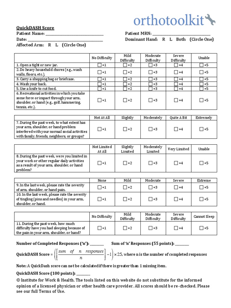 QuickDASH 62ecd82b PDF Medicine Health Sciences