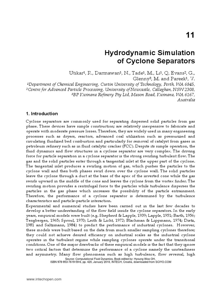 CFD Analysis of Cyclone Separator Dynamics | PDF | Vortices | Fluid ...