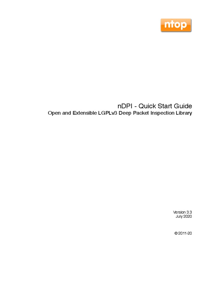 Ndpi Quick Start Guide Open And Extensible Lgplv3 Deep Packet