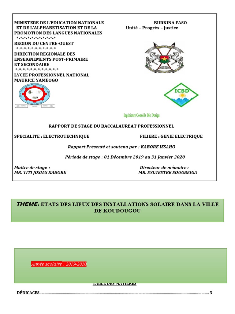 Rapport De Stage Bac Pro Melec Pdf RAPPORT DE STAGE EN ENERGUIE SOLAIRE BAC PRO 2 ELECTROTECHNIQUE (Enregistr  | PDF | Énergie solaire photovoltaïque | Cellule photovoltaïque