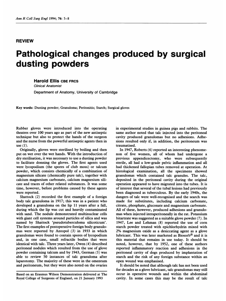Dusting Powders Pathological Changes Produced Surgical PDF Peritoneum Surgery