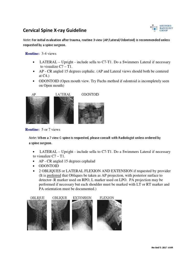 Cervical Spine XRay Guideline Routine PDF