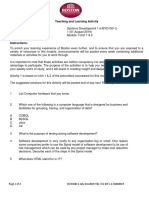 Teaching and Learning Activity for Systems Development 1 Module