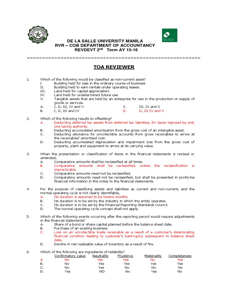 TOA Reviewer for Accountancy Students | PDF | Debits And Credits | Fair ...