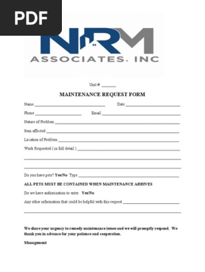 maintenance request form