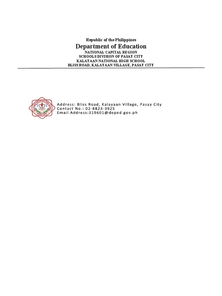 Kalayaan National High School Address | PDF