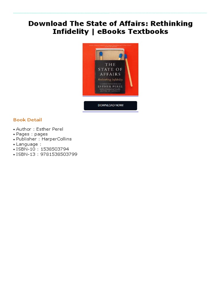 The State of Affairs Rethinking Infidelity PDF | PDF | Publications | E  Books
