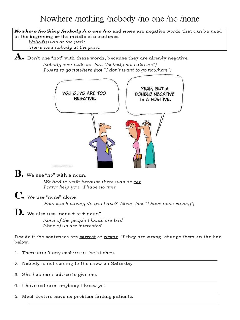 Using Negative Words in Sentences | PDF