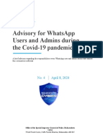 Advisory: Advisory For Whatsapp Users and Admins During The Covid-19 Pandemic