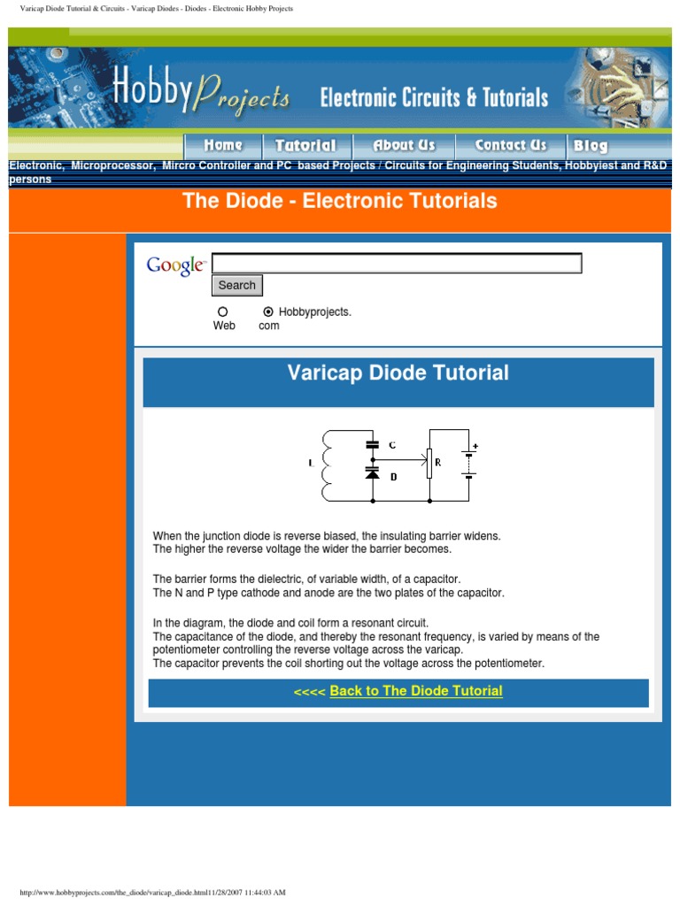 Varicap Diode Tutorial & Circuits - Varicap Diodes - Diodes ...