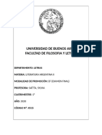 Literatura Argentina Ii Saitta 1° Cuatri 2020