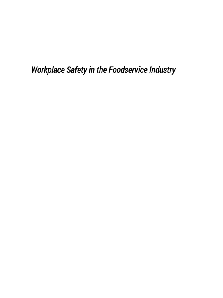 Workplace Safety in The Foodservice Industry 1446227312 | PDF ...