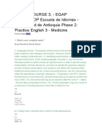 Pifle-I Course 3. - Egap WORKSHOP Escuela de Idiomas - Universidad de Antioquia Phase 2: Practice English 3 - Medicine