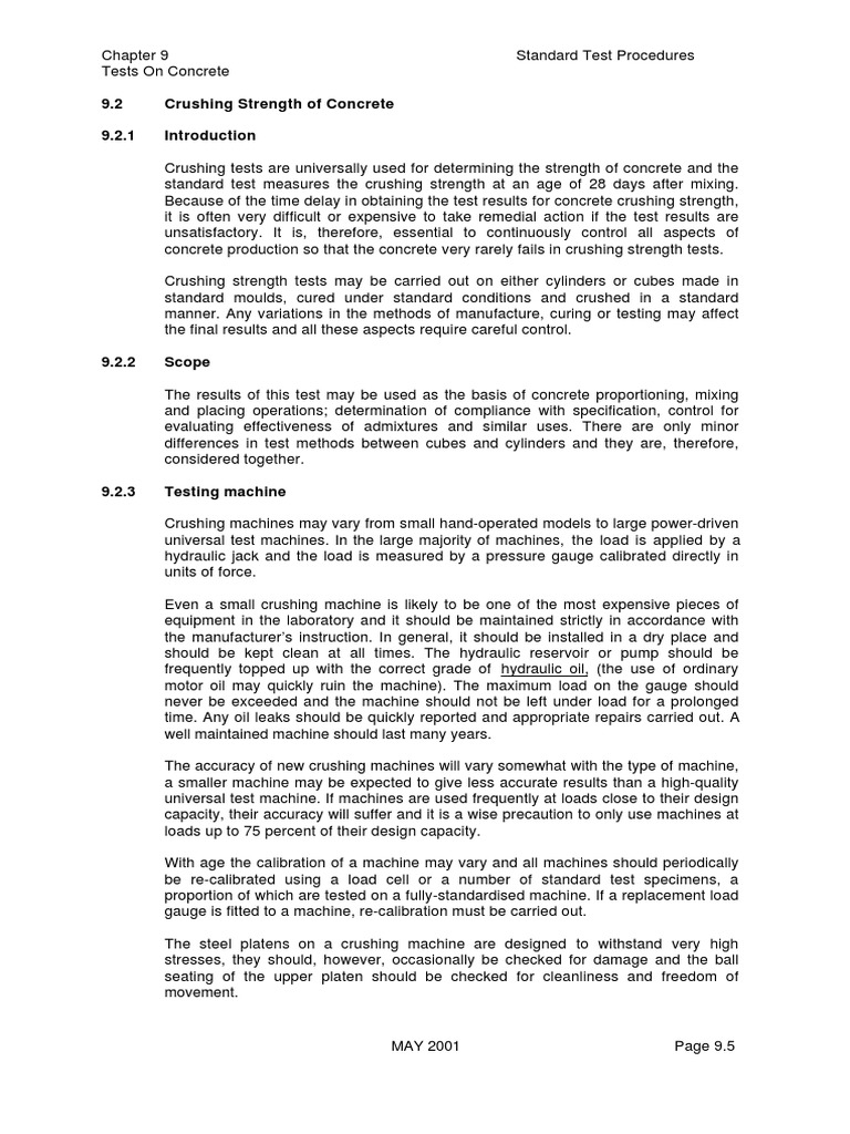 Crushing Strength of Concrete PDF Calibration Concrete