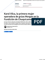 Karol Vilca, La Primera Mujer Operadora de Grúas Morgan en La Fundición de Chuquicamata