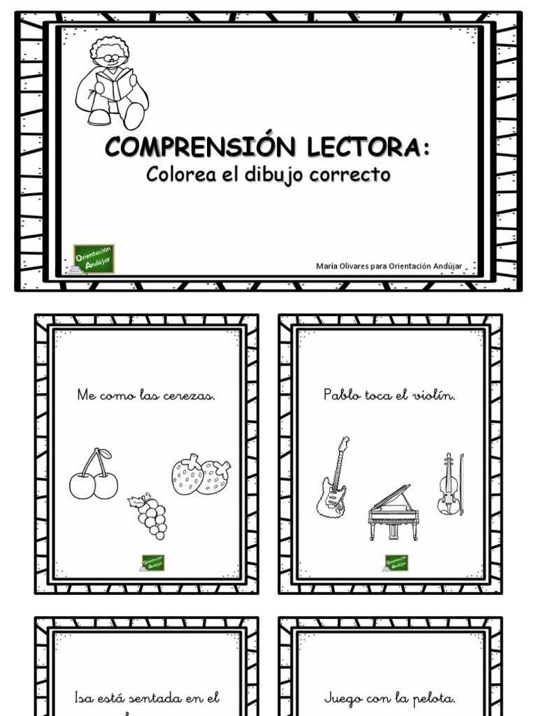 Tarjetas Comprension Lectora Colorear Dibujos | PDF