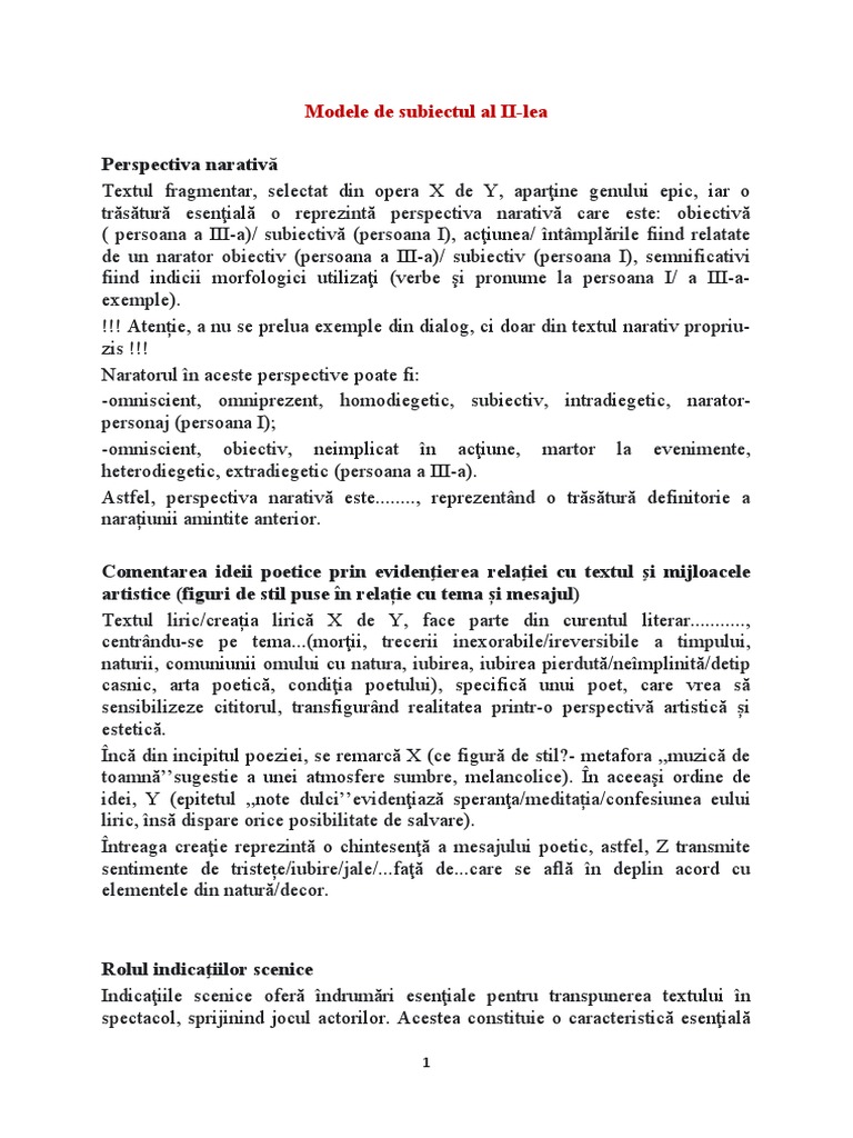 Modele de Subiectul Al II | PDF