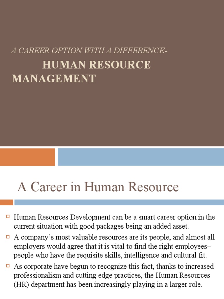 Human Resource Management: A Career Option With A Difference | PDF ...