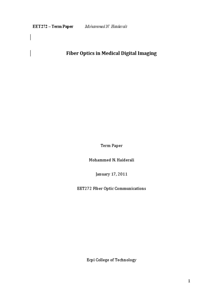 Fiber Optics in Medical Digital Imaging PDF Endoscopy Equipment