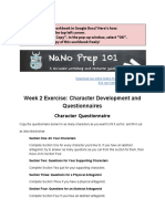NaNo Prep 101 - Week 2 - Character Questionnaire