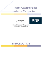 Management Accounting For Multinational Companies: Igor Baranov