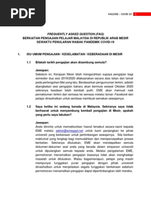 Frequently Asked Question Pengajian Musim Covid 19 Final Version Pdf