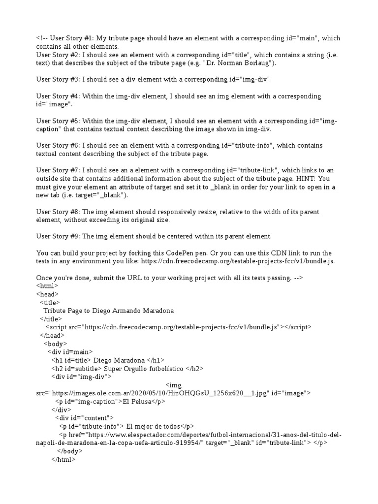 Tribute Page HTML + Css | PDF | Written Communication | Internet