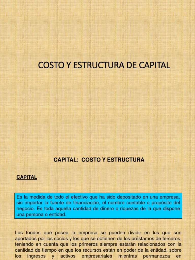 Costo y Estructura de Capital Empresarial | PDF | Acciones Comunes ...