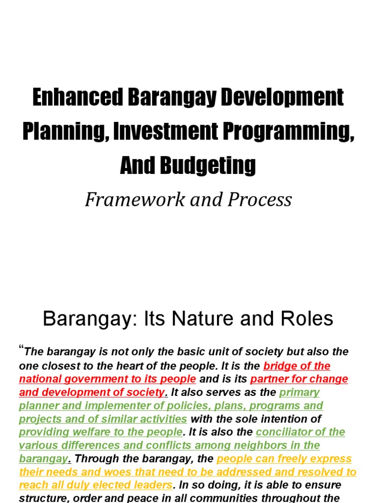 Enhanced BDP, Investment & Budgeting PDF Local Government Budget