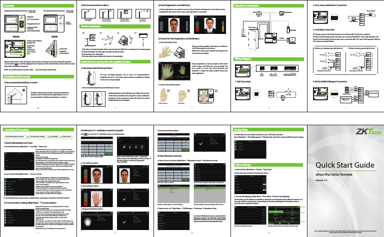 uFace+Plus+Series Quick+Start+Guide PDF | PDF | Access Control | Wi Fi