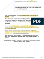 Zinc Smelters Affirm Asian Concentrates TC Benchmark at $245 PDF