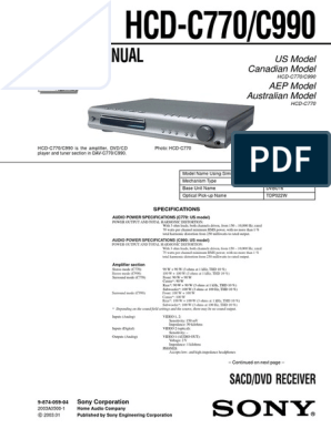 Service Manual: HCD-C770/C990 | PDF | Distortion | Compact Disc