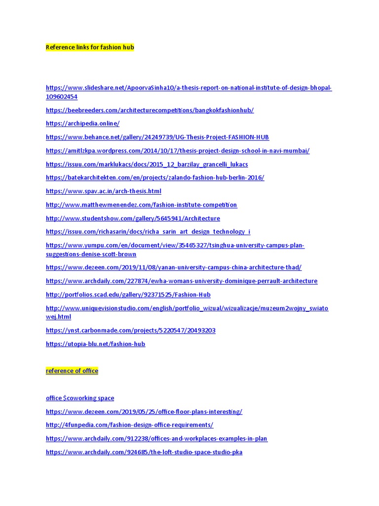 Fashion Hub Reference Links Guide | PDF