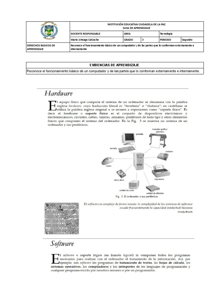 Grado 3 Guia de Aprendizaje Tecnologia | PDF | Software | Aprendizaje