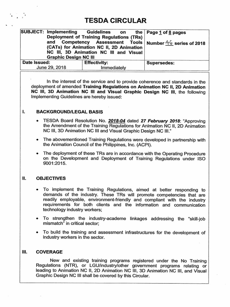 TESDA Guidelines for Animation & Design NCs | PDF | 3 D Computer ...
