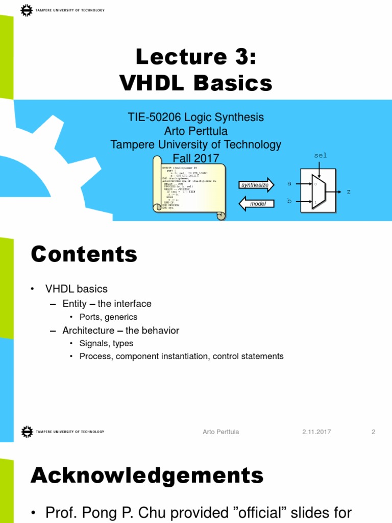 Lecture 3 - VHDL Basics | PDF | Vhdl | Hardware Description Language