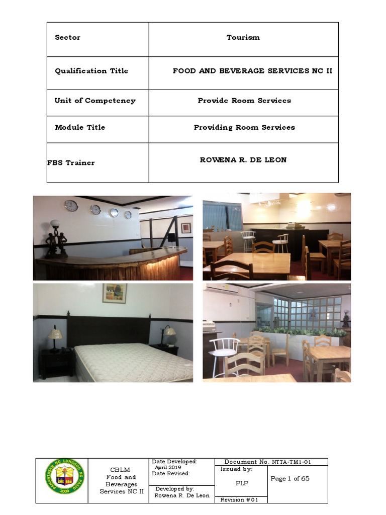 CBLM FBSNCII Providing Room Service | PDF | Tableware | Educational ...