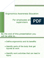 Ergonomics Awareness Education For Employees and Supervisors