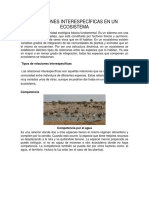 Relaciones Interespecíficas en Un Ecosistema PDF