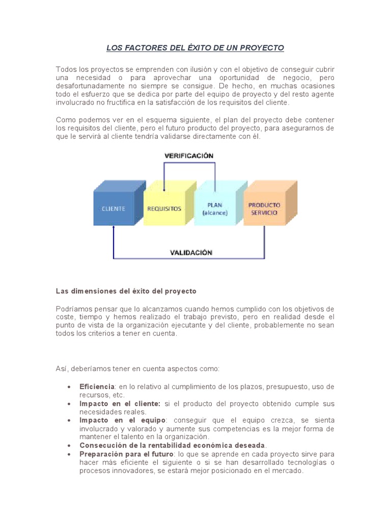Factores Clave para el Éxito de Proyectos | PDF | Cliente | Presupuesto