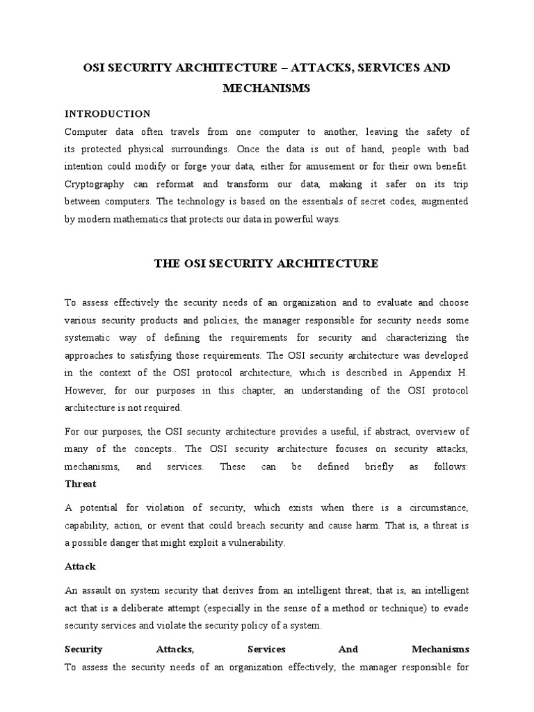Osi Security Architecture Pdf Encryption Computer Security