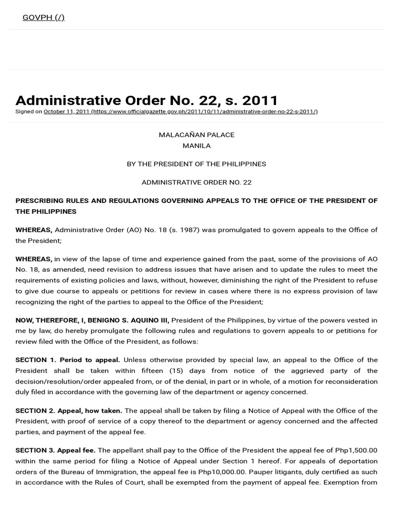 Rules for Appeals to the President 2011 | PDF | President Of The ...