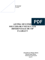 Asupra Mulţimii Soluţiilor Unei Ecuaţii Diferenţiale de Tip Clairaut