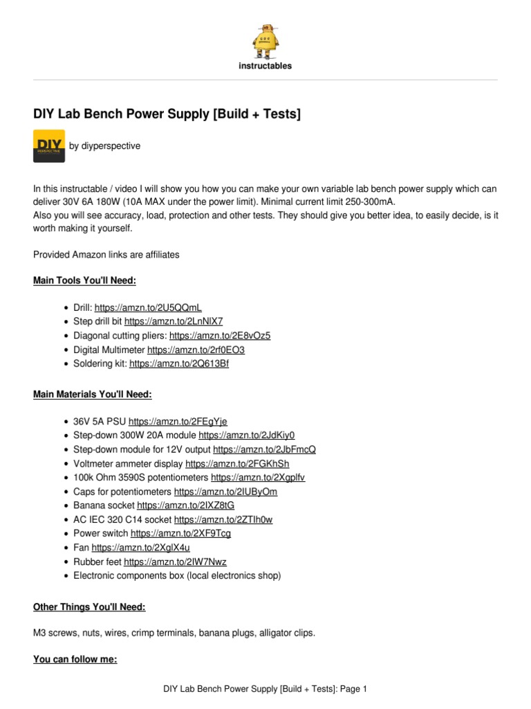 DIY Lab Bench Power Supply Build Tests PDF Electrical Connector