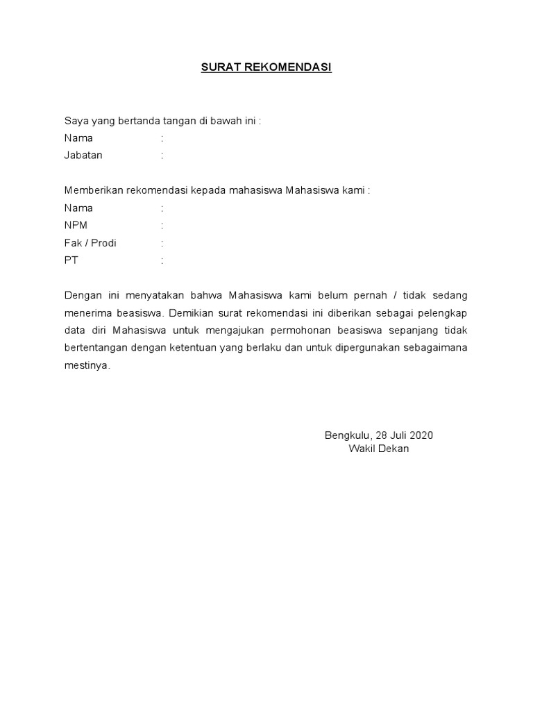 Surat Rekomendasi PDF