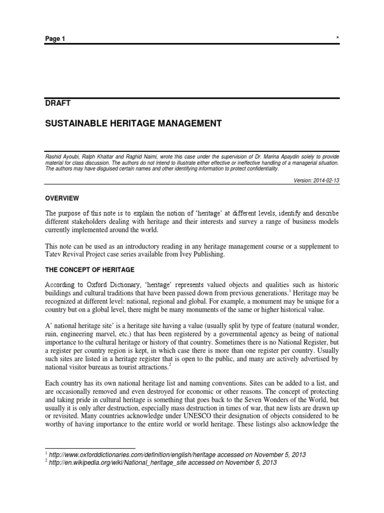 Heritage Management for Students | PDF | World Heritage Site | Cultural ...
