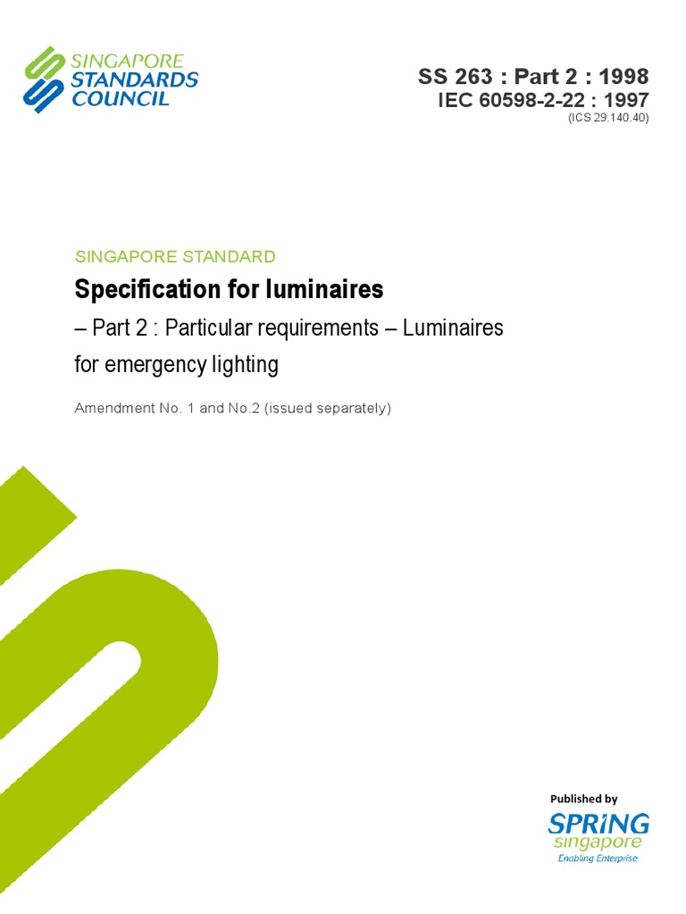 SS 263: Emergency Lighting Standards | PDF