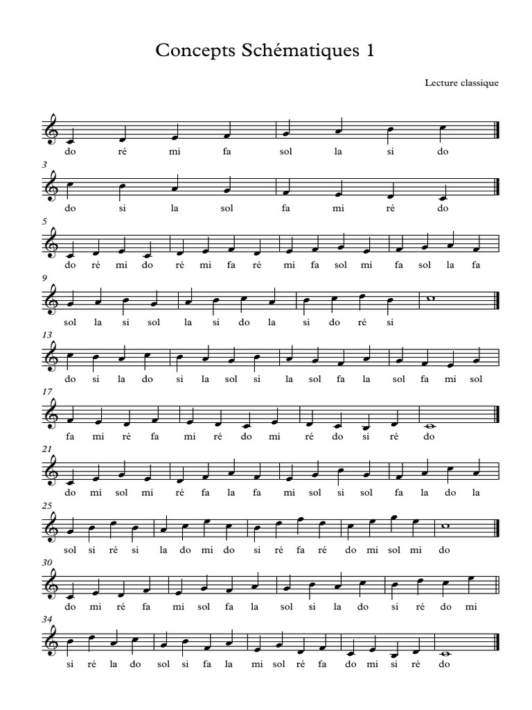 Concepts Schematiques 1 Partition Complete Hauteur Musique Notation Musicale