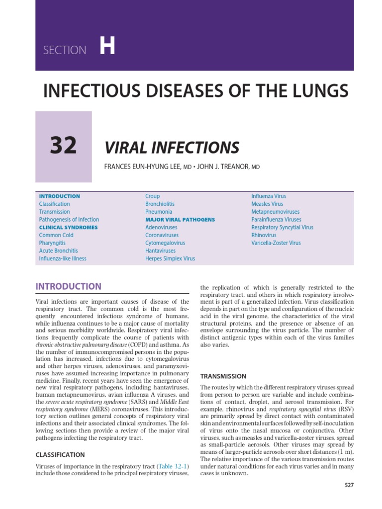 Infectious Diseases of The Lungs: Viral Infections | PDF | Pneumonia ...