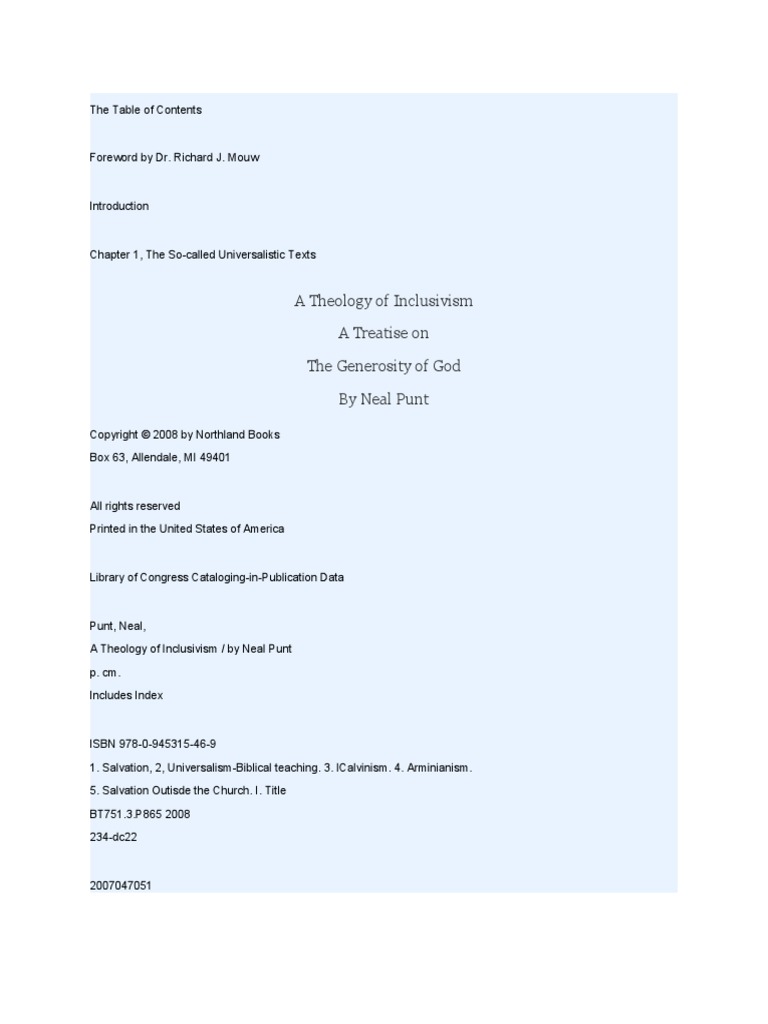 Evangelical Inclusivism | PDF | Calvinism | Universalism